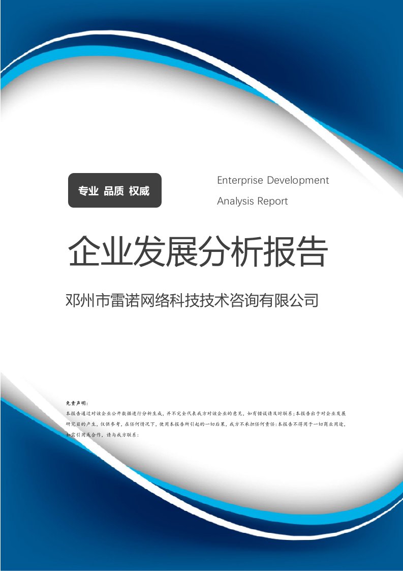 鄧州市雷諾網絡科技技術咨詢企業發展分析報告